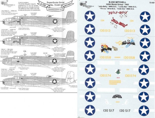 DECALS 1/72 SUPER SCALE INTERNATIONAL B-25D MITCHELL 345th BG 1