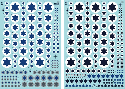 DECALS 1/48-1/72- 1/32 AZTEC MODELS G006 FUERZA AEREA DE ISRAEL ROUNDELS GENERICOS