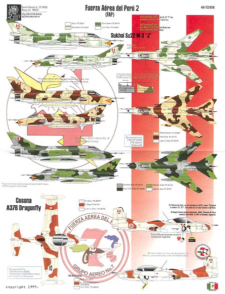 DECALS 1/48  AZTEC MODELS 48006 FUERZA AEREA PERUANA