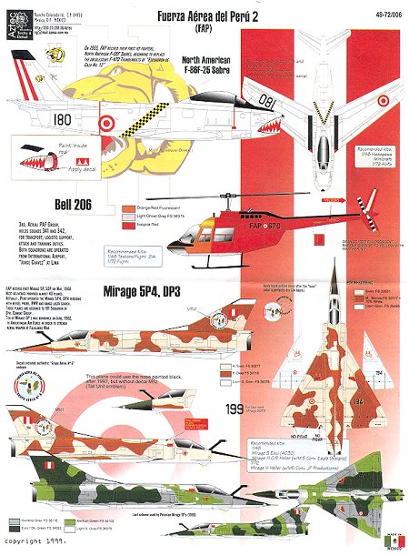 DECALS 1/48 AZTEC MODELS 48006 FUERZA AEREA PERUANA